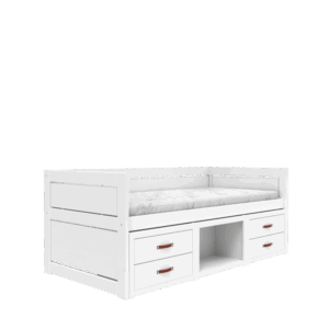Kojenbett mit Regalen und Schubladen