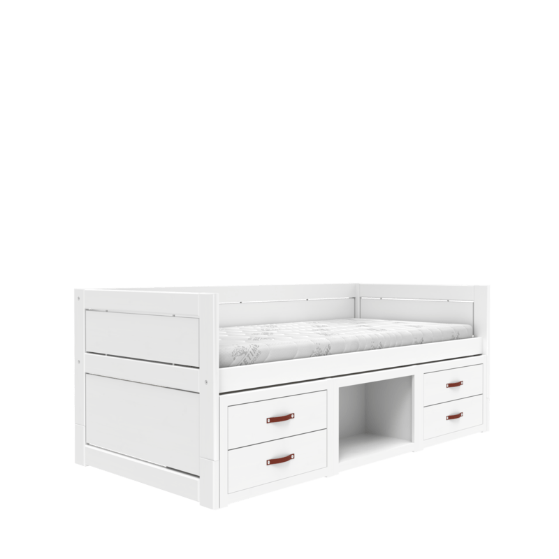 Kojenbett mit Regalen und Schubladen