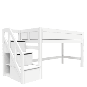 Halbhohes Bett mit Treppe