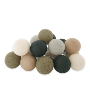 Lichterkette mit Baumwollkugeln - Earthy Green