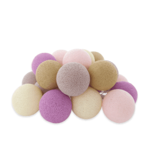 Lichterkette mit Baumwollkugeln – Pink Lily