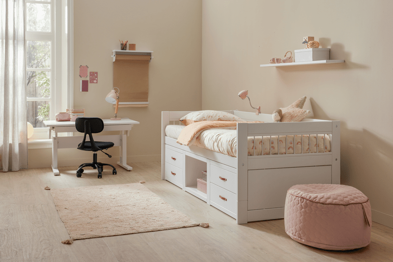 Kojenbett mit Regalen und Schubladen – Bild 5