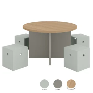 MUBA - Runder Kindertisch mit 4 Cube-Sitzen